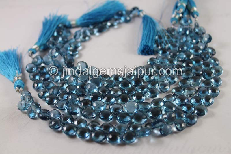 London Blue Topaz Faceted Heart Beads